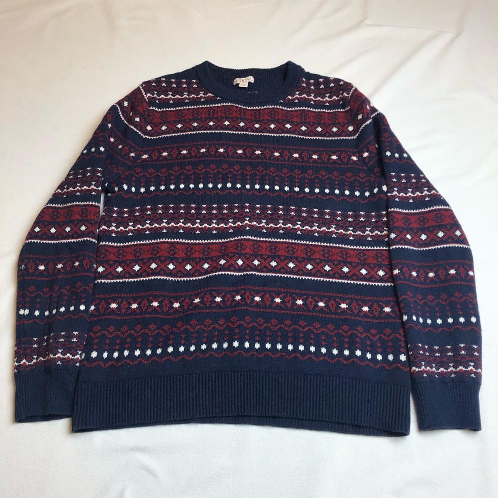 Merona Medium Red White Blue Holiday Sweater Mens